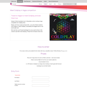 Win 1 of 5 trips to Las Vegas to see Coldplay LIVE!