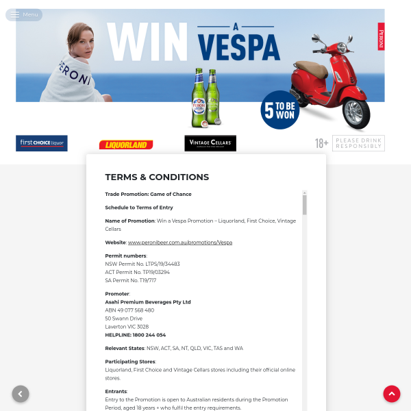 Win 1 of 5 Vespa Scooters