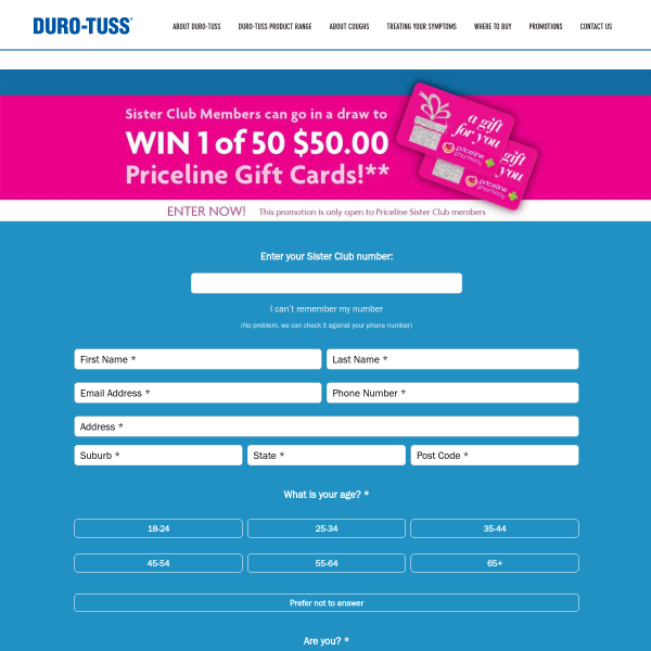 DuroTuss Win 1 of 50 Priceline Giftcards Competitions
