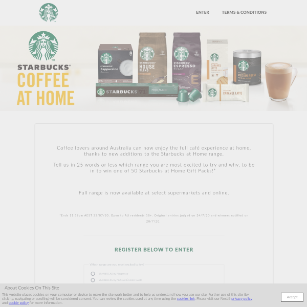 Win 1 of 50 Starbucks at Home Gift Packs!