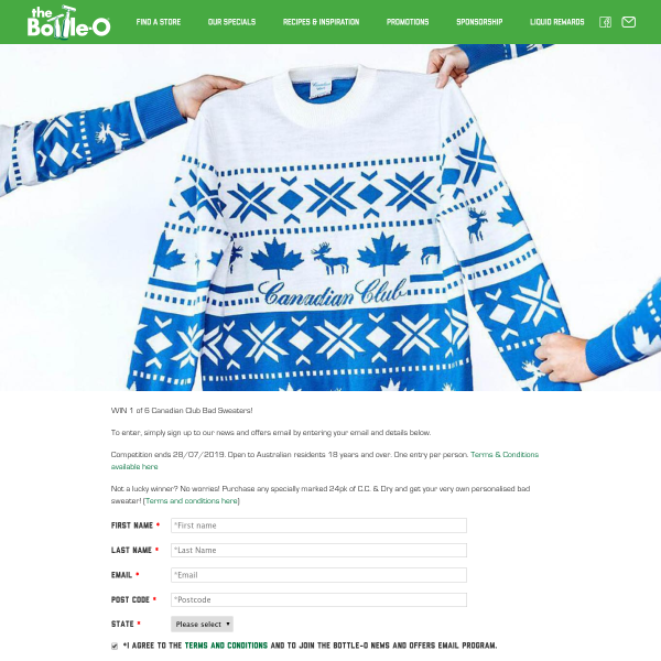 Win 1 of 6 Canadian Club Bad Sweaters Worth $49.99