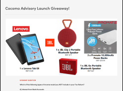 Win 1 of 6 Prizes Including a Lenovo Tab E8 Tablet JBL Clip 2 Portable Bluetooth Speaker + More