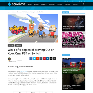 Win 1 of 6 XB1/PS4/Switch Copies of Moving out - Each