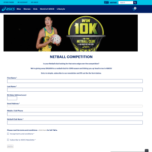 Win $10,000 for your netball club + an Asics for you