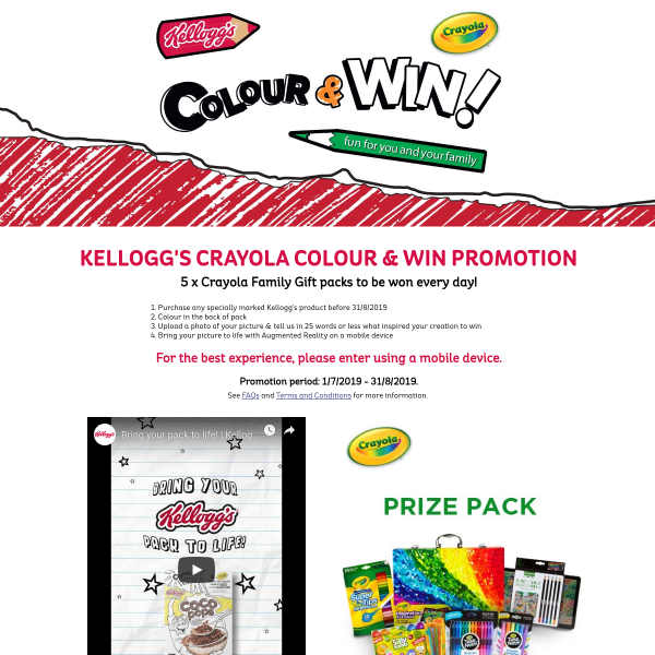 Win 100's of Crayola Creative Packs