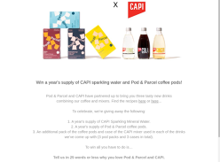 Win 12 Months' Supply of CAPI Sparkling Water & Pod & Parcel Coffee Pods