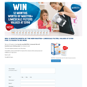 Win 12 month's worth of maxtra + limescale filters