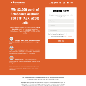 Win $2,000 worth of BetaShares Australia 200 ETF