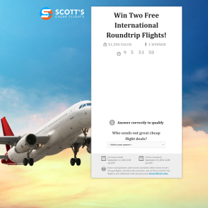 Win 2 FREE international roundtrip flights!