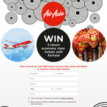 Win 2 return economy class tickets with Air Asia anywhere in their flight network!