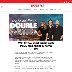 Win 2 thousand bucks cash PLUS Moonlight Cinema tix