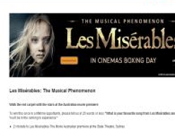 Win 2 tickets to the Australian premiere of Les Miserables at the Sydney State Theatre including flights!