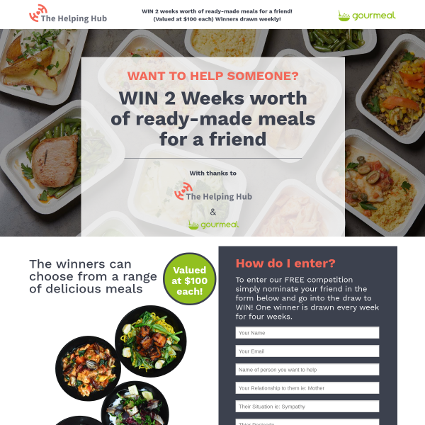 Win 2 Weeks of Ready-Made Meals for a Friend