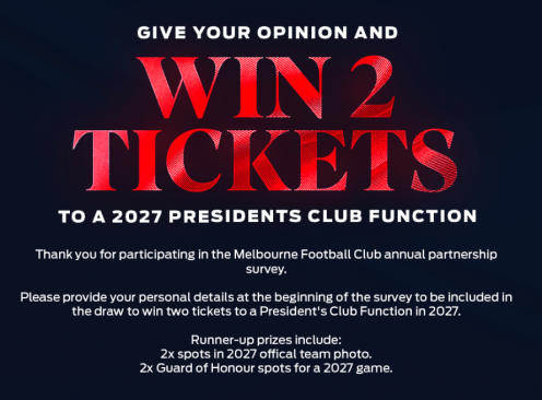 Win 2 X 2027 President's Club Tickets & More - Melbourne Football Club