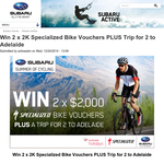 Win 2 x 2K specialised bike vouchers + a trip for 2 to Adelaide!