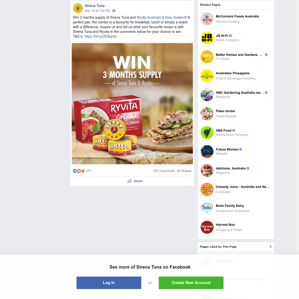 Sirena Tuna Win 3 Months Supply Of And Ryvita