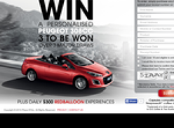 Win 3 x Peugeot 308 cc, 57 x $300 RedBalloon vouchers