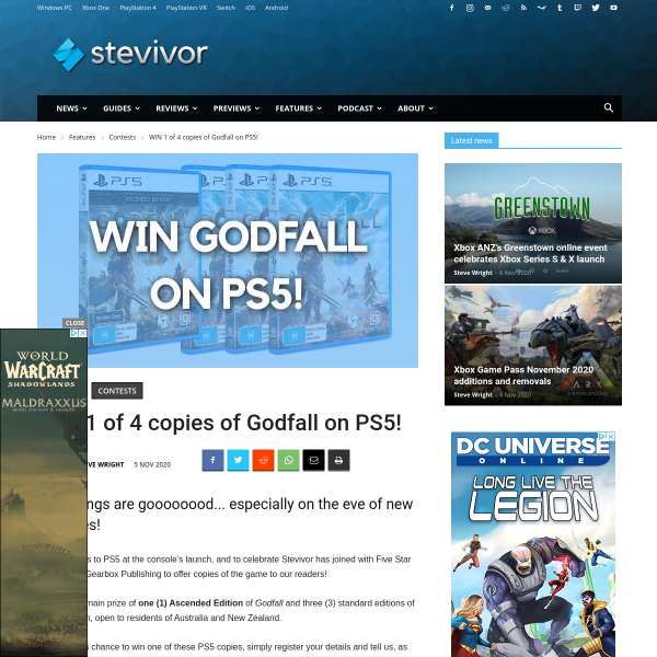 Win 4 x Godfall (Standard Edition) and 1 x Ascended Edition (PS5)