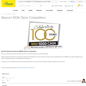 Win $5,000 cash or 1 of 100 $100 gift cards to spend on 'Beacon Lighting'!