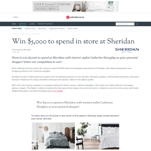 Win $5,000 to spend in store at Sheridan