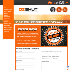 Win $5,000 worth of fully installed Roller Shutters!