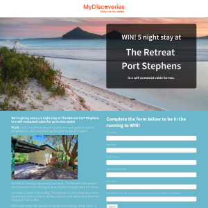Win 5 night stay at The Retreat  Port Stephens in a self-contained cabin for two