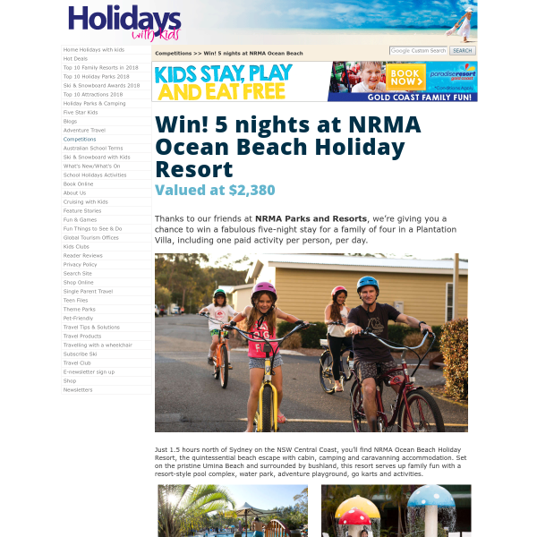 Win 5 nights at NRMA Ocean Beach