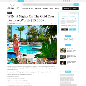 Win 5 nights on the Gold Coast for 2 worth $10,000!