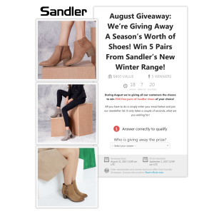 Win 5 pairs of Sandler shoes