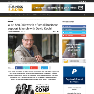 Win $60,000 worth of small business support & lunch with David Koch!
