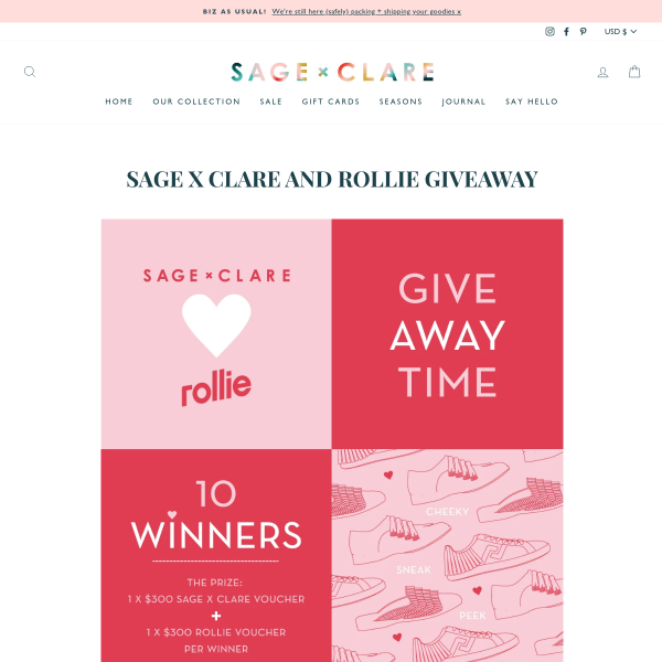 Win $600 worth of Sage x Clare and Rollie goodies