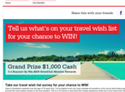 Win a $1,000 cash or 1 of 5 $200 HotelClub Member Rewards!