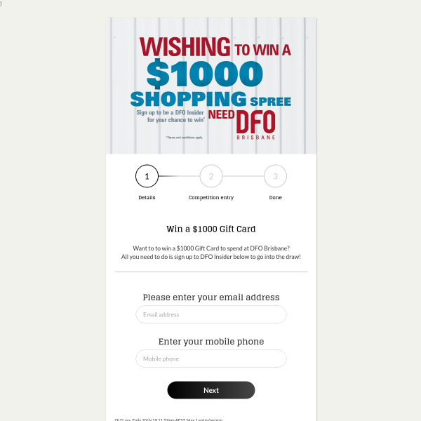 Win a $1,000 DFO Brisbane Gift Card