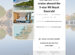 Win a 10-day European river cruise aboard the 5-star MS Royal Emerald