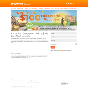 Win a $100 'FoodWorks' voucher! (Purchase Required)