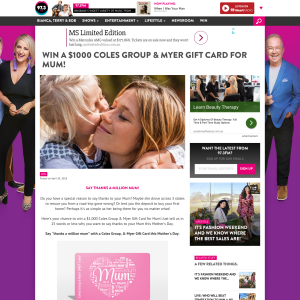 Win a $1000 Coles Group & Myer Gift Card for Mum