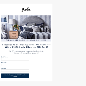 Win a $1000 Eadie Lifestyle Gift Card