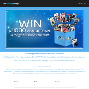 Win a $1000 Visa Gift Card and the gift of Escape with DVDs