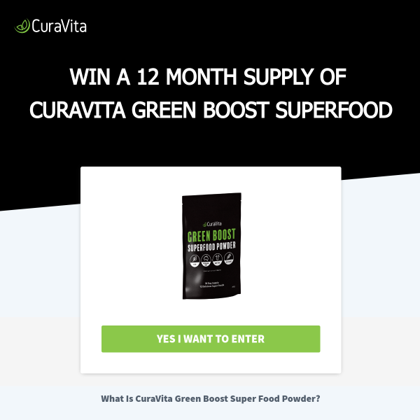 Win a 12 month supply of Green Boost Super Food Powder