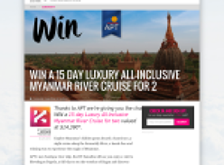 Win a 15-day luxury all-inclusive Myanmar river cruise for 2!