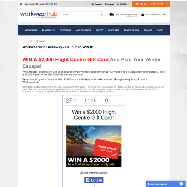Win a $2,000 Flight Centre Gift Card
