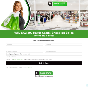 Win a $2,000 Harris Scarfe Shopping Spree
