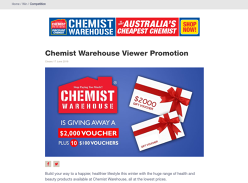 Win a $2,000 or 1 of 10 $100 Chemist Warehouse Gift Vouchers