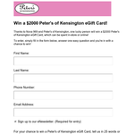 Win a $2,000 'Peter's of Kensington' eGift Card! - Peter's of Kensington