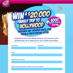 Win a $20,000 family trip to Hollywood + 3,000 movie tickets to be won!