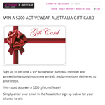 Win a $200 'Activewear Australia' gift certificate!