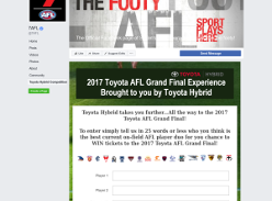 Win a 2017 Toyota AFL Grand Final Package for 2