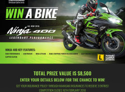 Win a 2018 Kawasaki Ninja 400 Sportbike