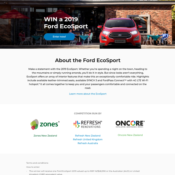 Win a 2019 Ford EcoSport
