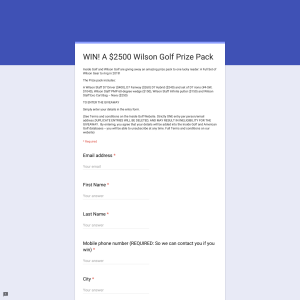 Win A $2500 Wilson Golf Prize Pack